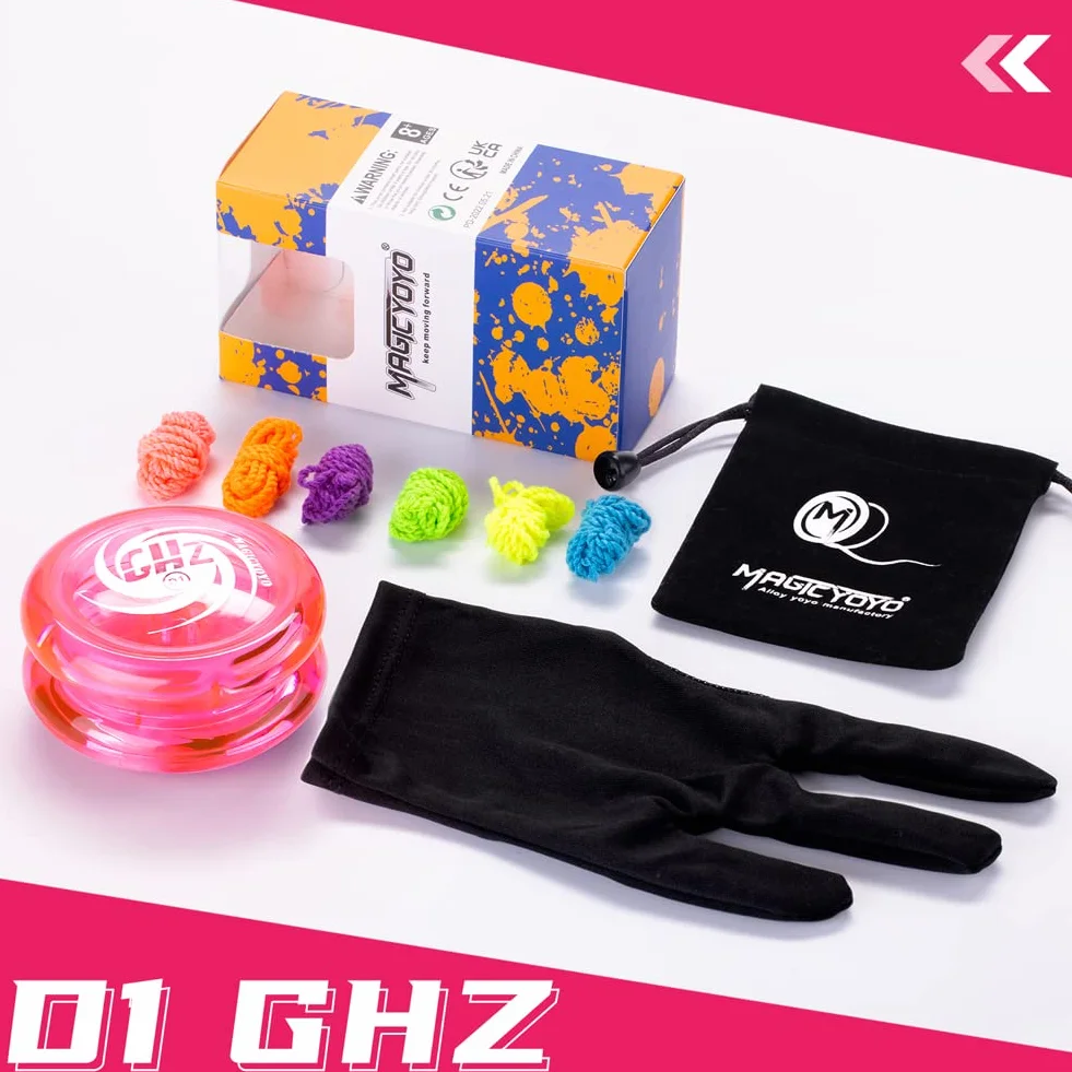 MAGICYOYO Responsywne Yoyo D1 GHZ, 2A Lopping Yoyo dla dzieci, profesjonalne plastikowe jo-jo dla początkujących + 6 strun zamiennych YoYo + rękawica Yo + torba do przechowywania jojo