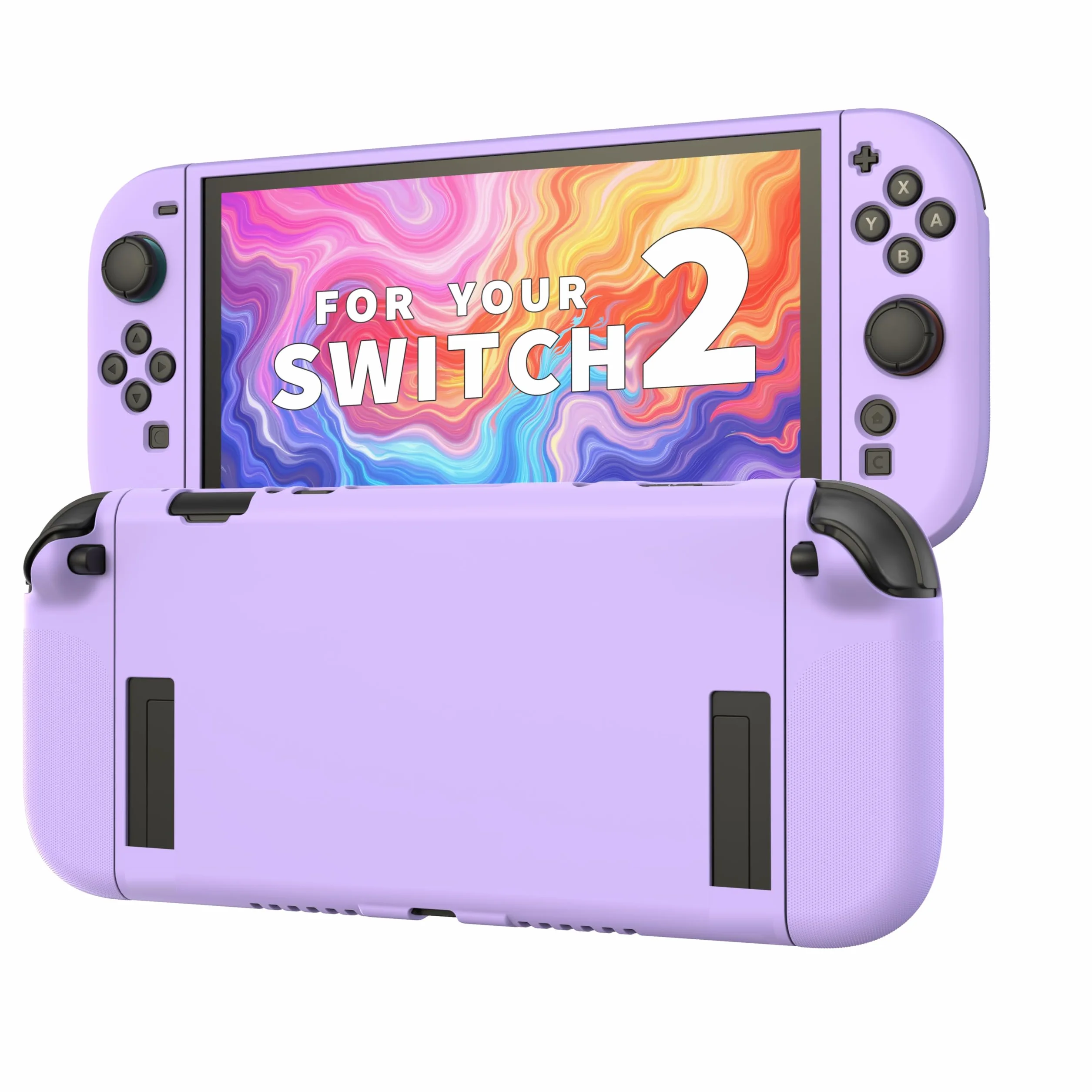 JEMDO Etui ochronne kompatybilne z przełącznikiem 2025, dokowane, TPU Cover Accessories for Switch Console and Grip Joy-Con, the Switch Protector with 4 Thumb Grip Caps, Purple