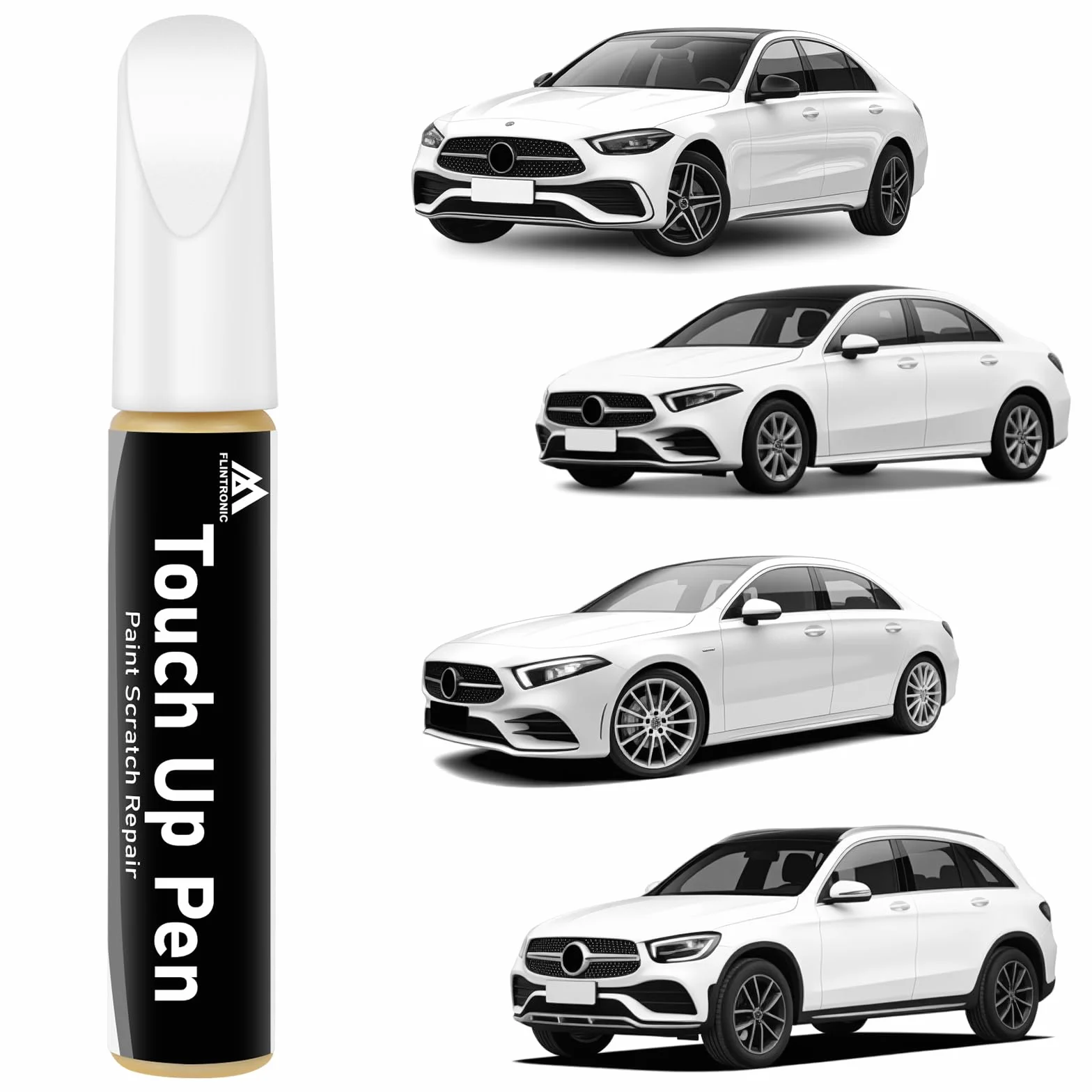 flintronic LC9A/0Q pisak do lakieru, biały, 12 ml, metaliczna farba naprawcza, dokładne dopasowanie, kompatybilny z VW/Volkswagen, do chipsów i zadrapań (biały)