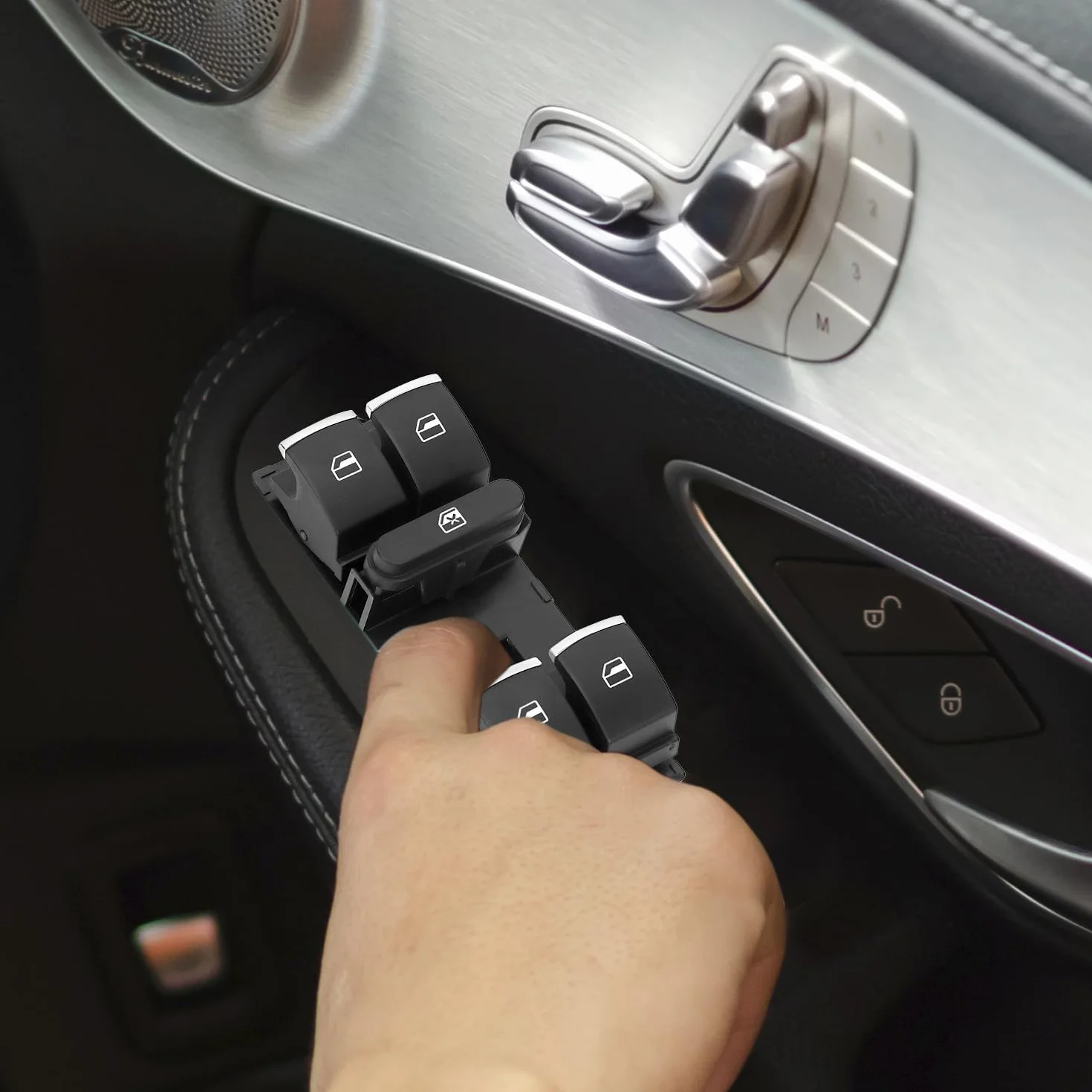 QWORK 6 sztuk Przełączniki kombinowane do samochodu przełączniki lusterek i okien kompatybilne z VW Golf 5/6 5ND959857 5ND941431B