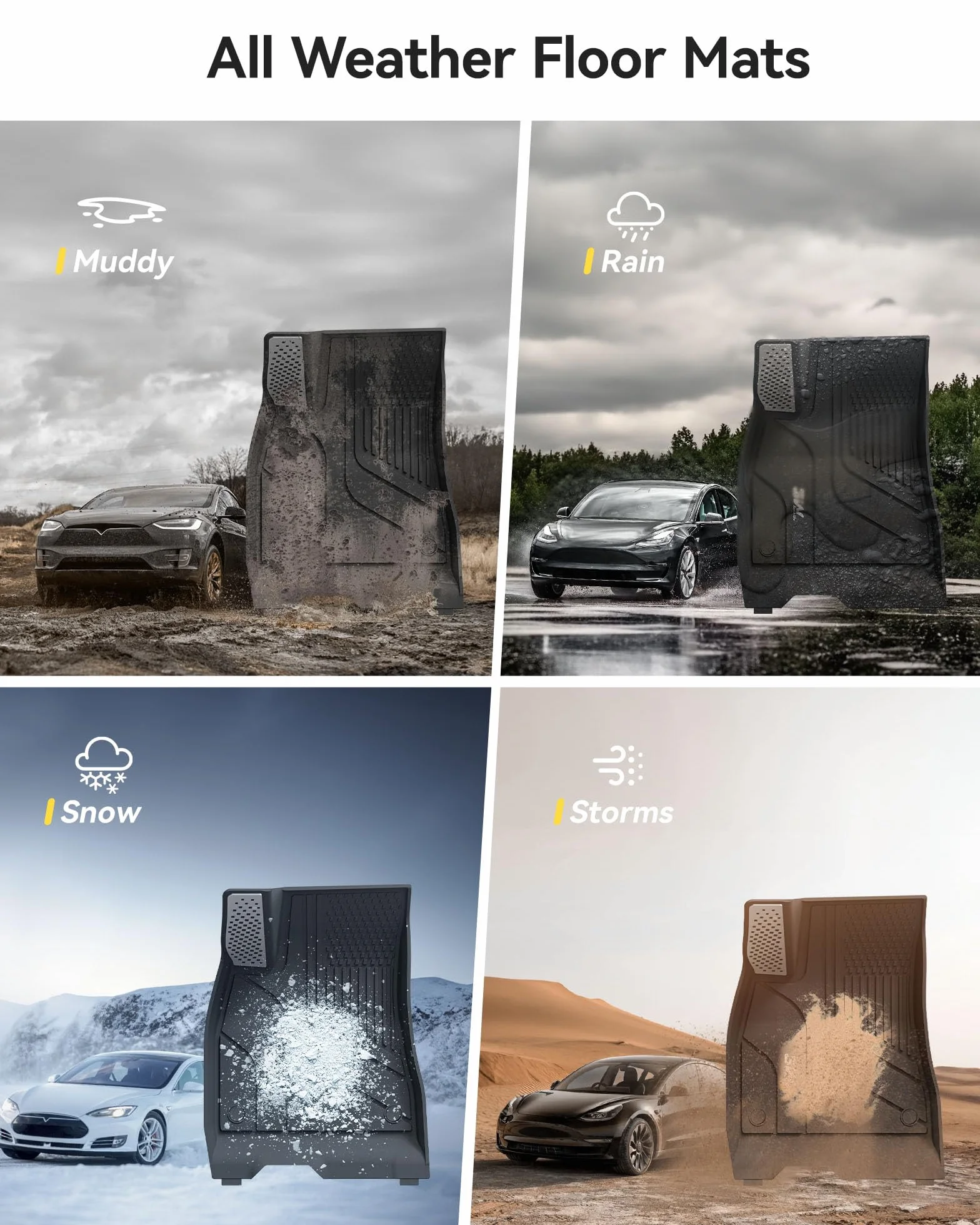 3W dla Tesla Model 3 Highland 2024-2025 Dywaniki Samochodowe i Maty Bagażnika, Pełen Zestaw 8 Sztuk, Thorex™ Wodoodporne, Akcesoria Samochodowe