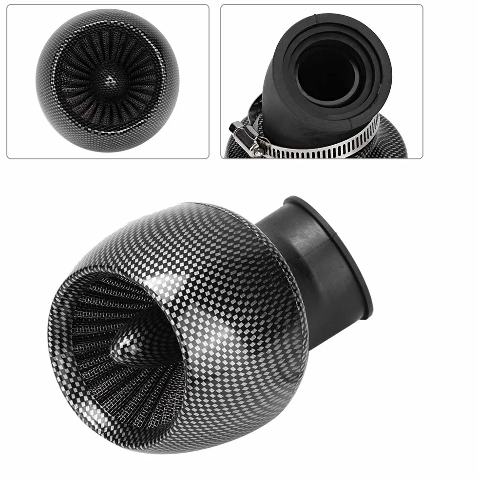 Motocyklowy filtr powietrza uniwersalny filtr powietrza do motocykla filtr wlotowy tekstura włókna węglowego motocykl skuter ATV Do Dirt Bike oczyszczacz powietrza 28 mm 35 mm 45 mm 48 mm
