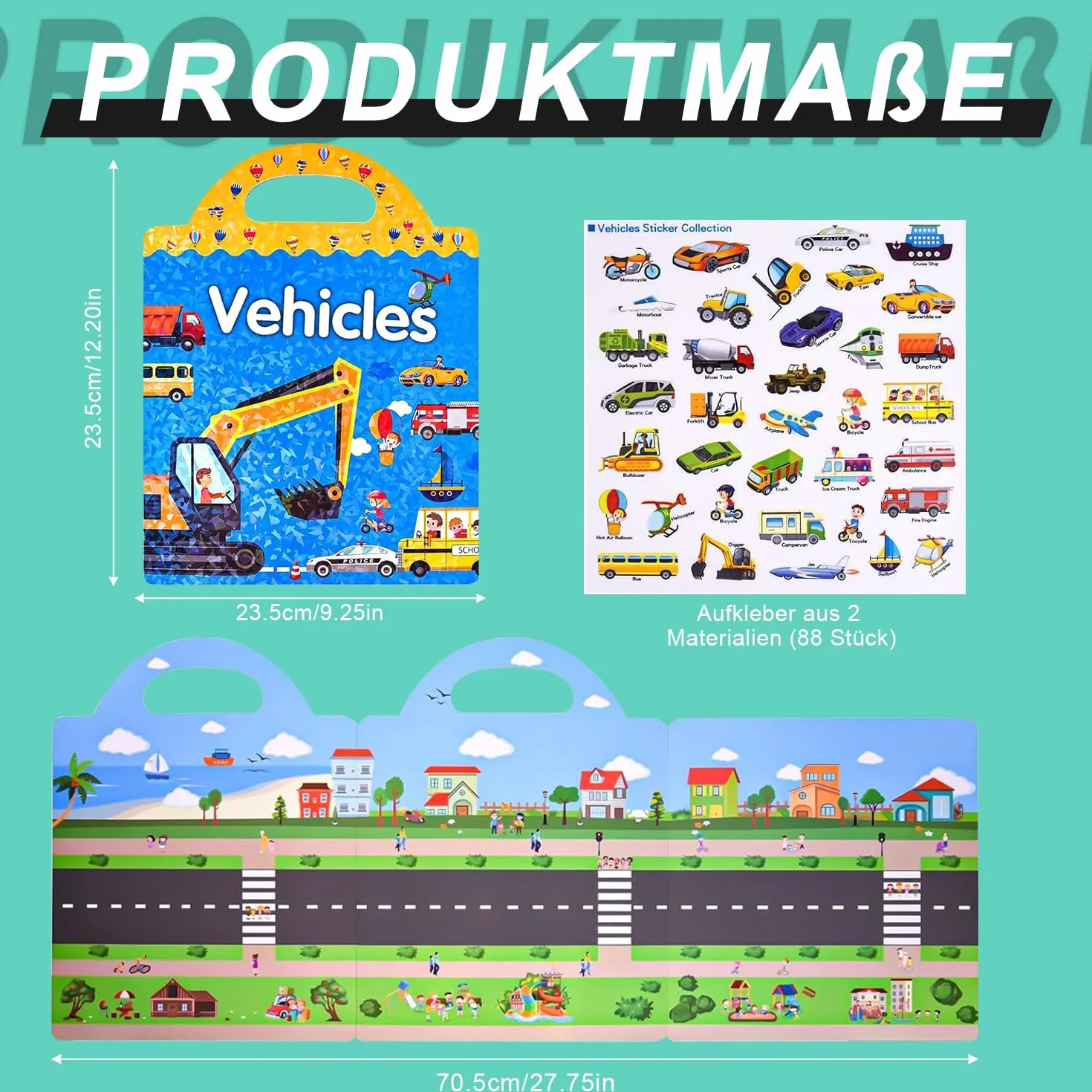 Wielokrotnego użytku album na naklejki z znakami drogowymi, album na naklejki od 2 lat, naklejki podróżne i edukacyjne sensoryczne zabawki edukacyjne