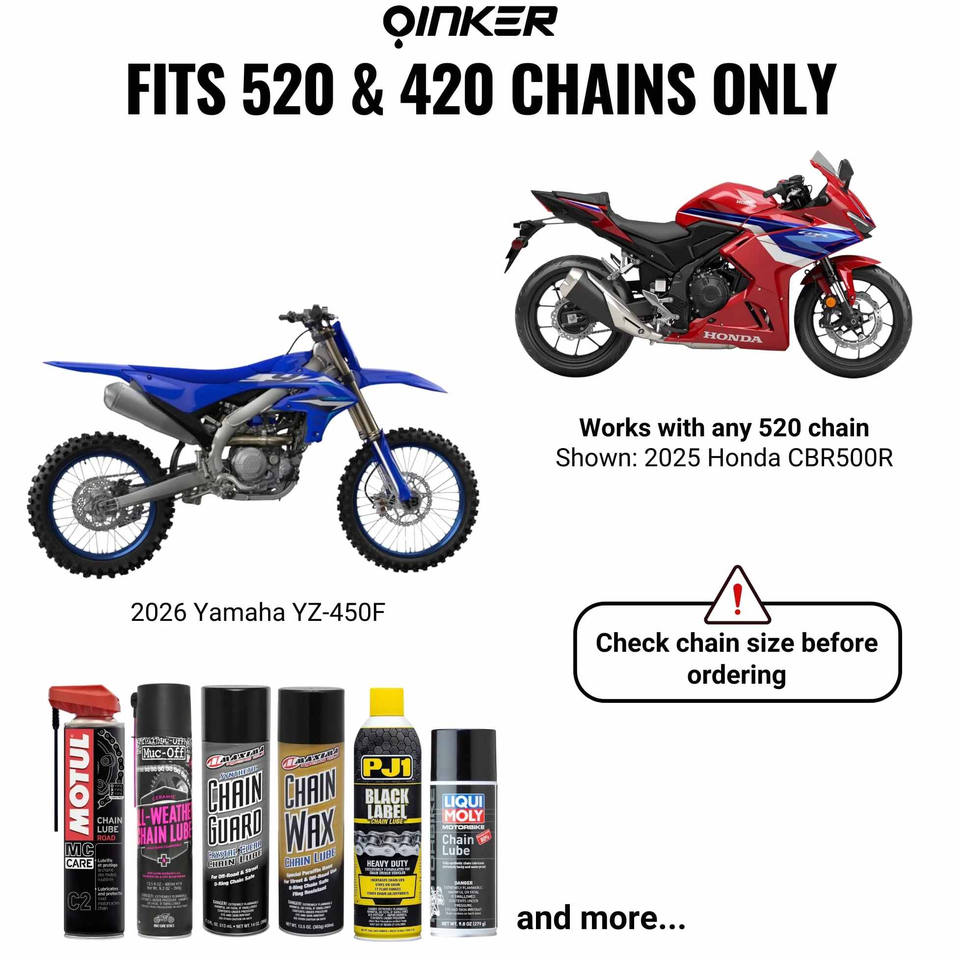Oinker Olejarka łańcucha motocyklowego (rozmiar łańcucha 520 i 420) [narzędzie do łańcucha Dirtbike Streetbik]