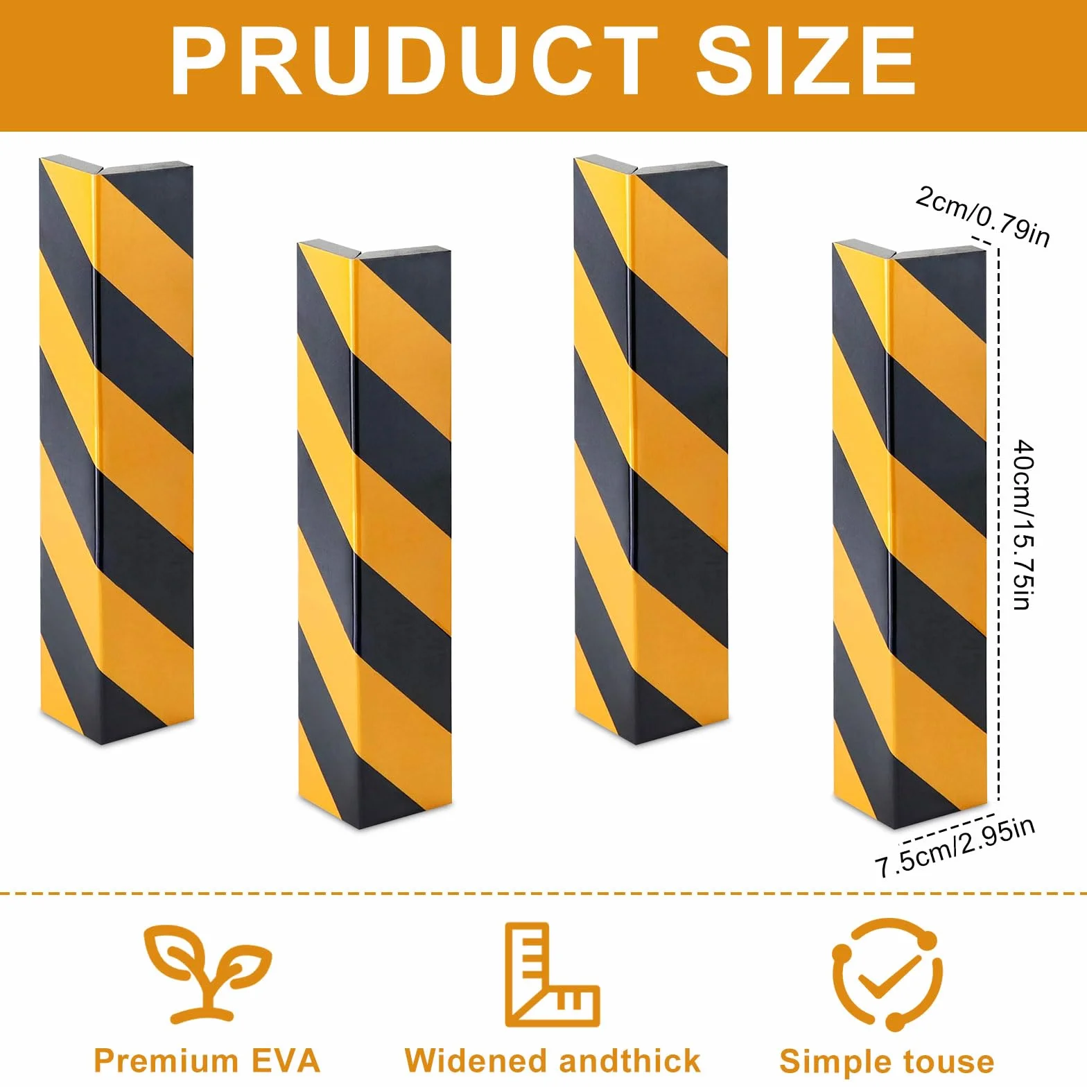 Osłony krawędzi garażu 40x10x1,5 cm samoprzylepne czarno-żółte ochrona drzwi ściany