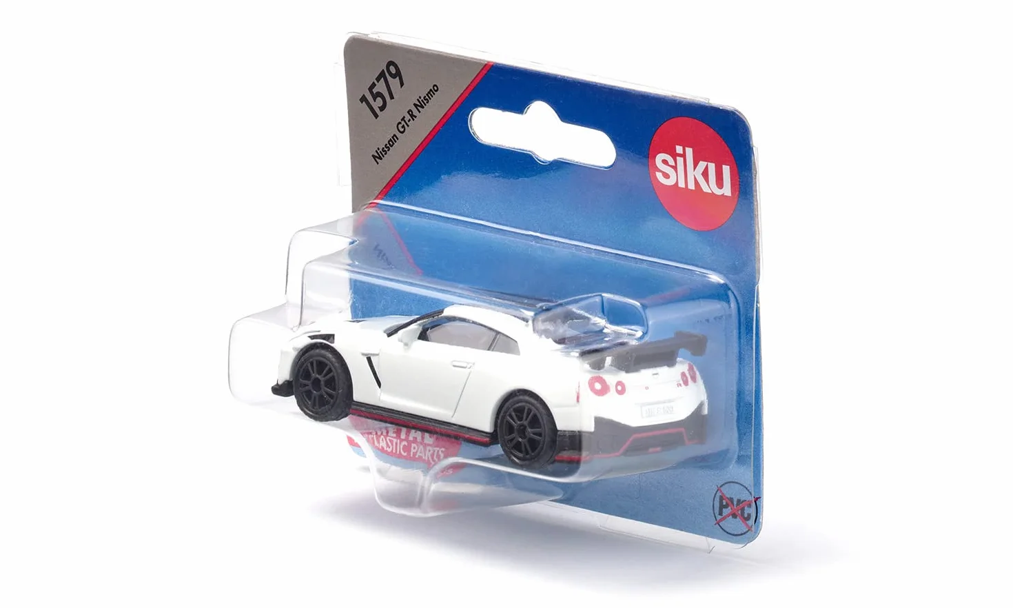 Siku 1579, Nissan GT-R Nismo, Zabawkowy samochód, Metal,tworzywo sztuczne, Czarny,biały, Z gumowymi oponami i spojlerem