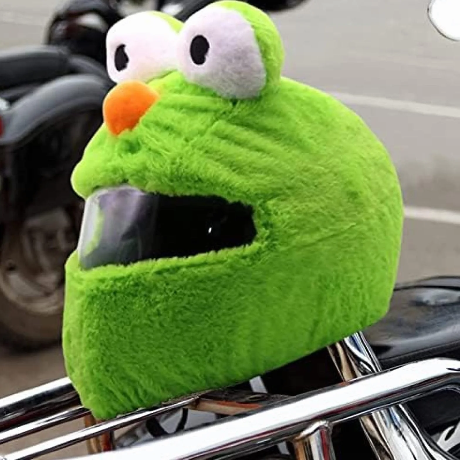 Pluszowy pokrowiec na kask motocyklowy zabawny ochronny nakrycie głowy w kształcie żaby
