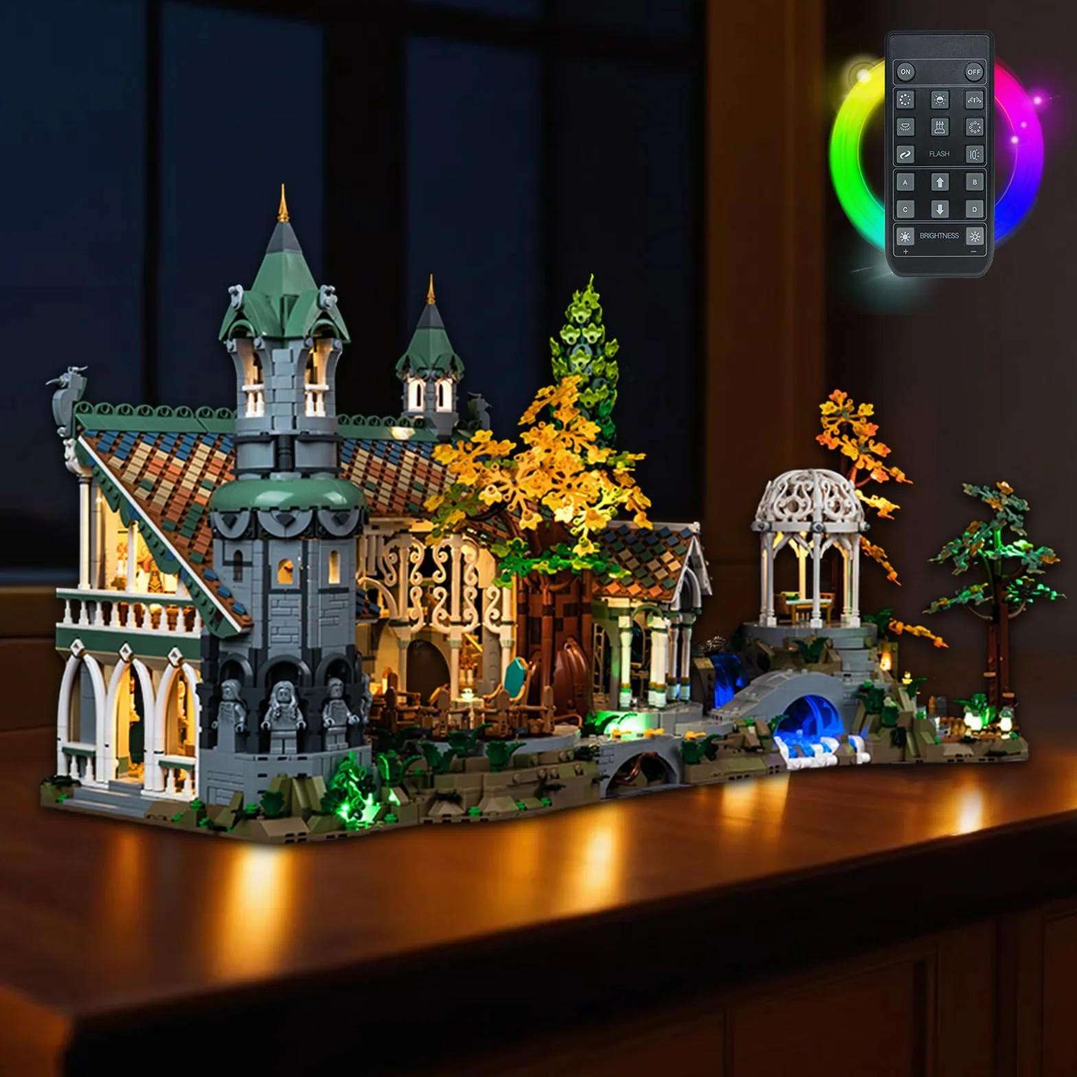 BrickBling Zestaw oświetleniowy z pilotem zdalnego sterowania, kompatybilny z 10316 Władca Pierścieni Rivendell (nie klocki Lego), zestaw oświetleniowy, kreatywne lampki do zabawek
