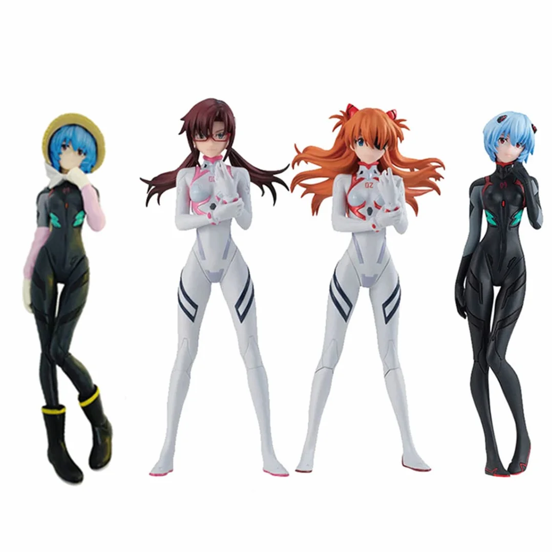 Ayanami Rei Asuka Langley Soryu&Mari Makinami zestaw ilustrowanych figurek z PCW, figurka anime, model dekoracja domu, prezent kolekcjonerski, 14 cm