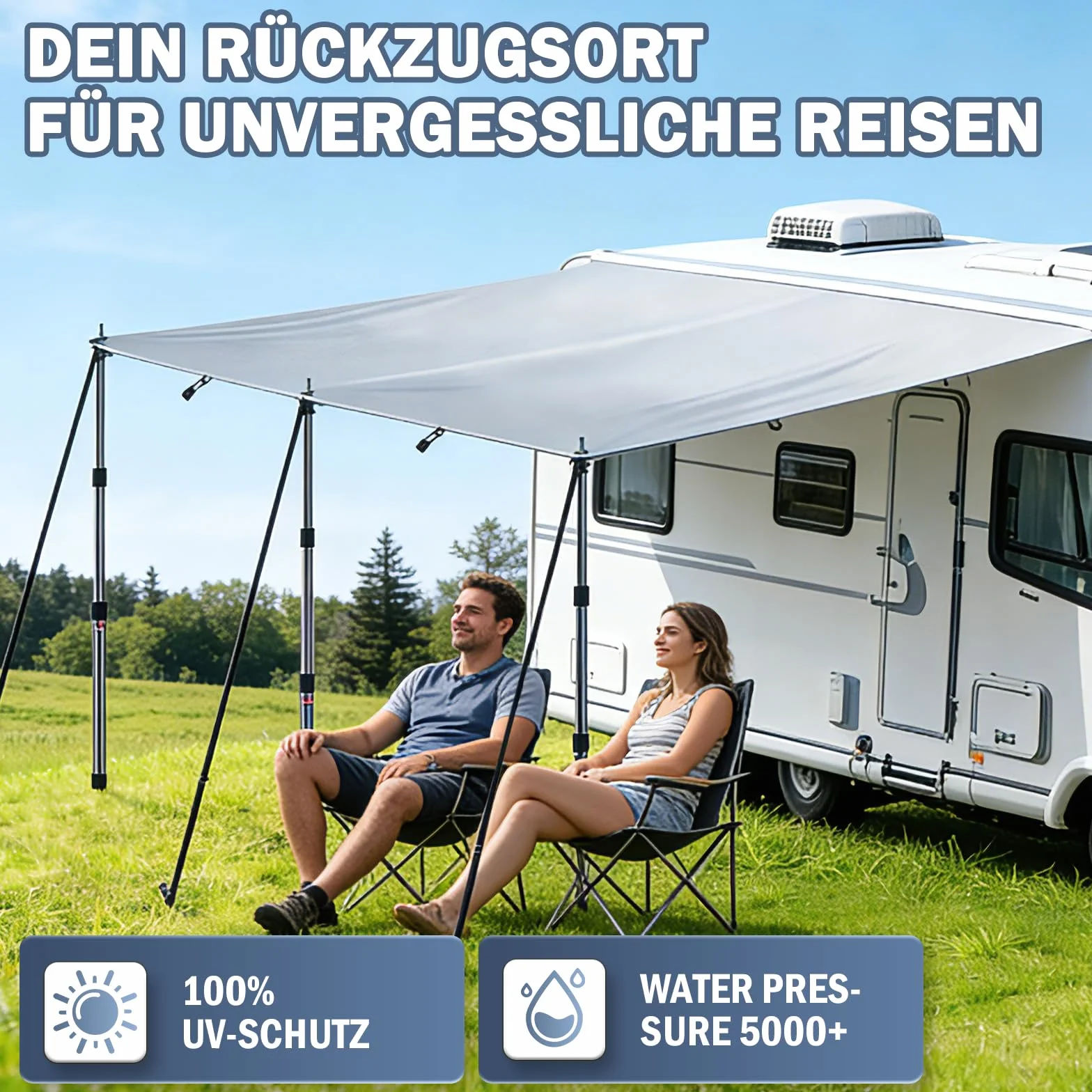Żagiel przeciwsłoneczny z listwą kedrową, przystawka do autobusu, do samochodu, żagiel przeciwsłoneczny, przyczepa kempingowa, przyczepa kempingowa z kederem 3 x 2,4 m, podwójna linka 4,7-7 mm, szyna