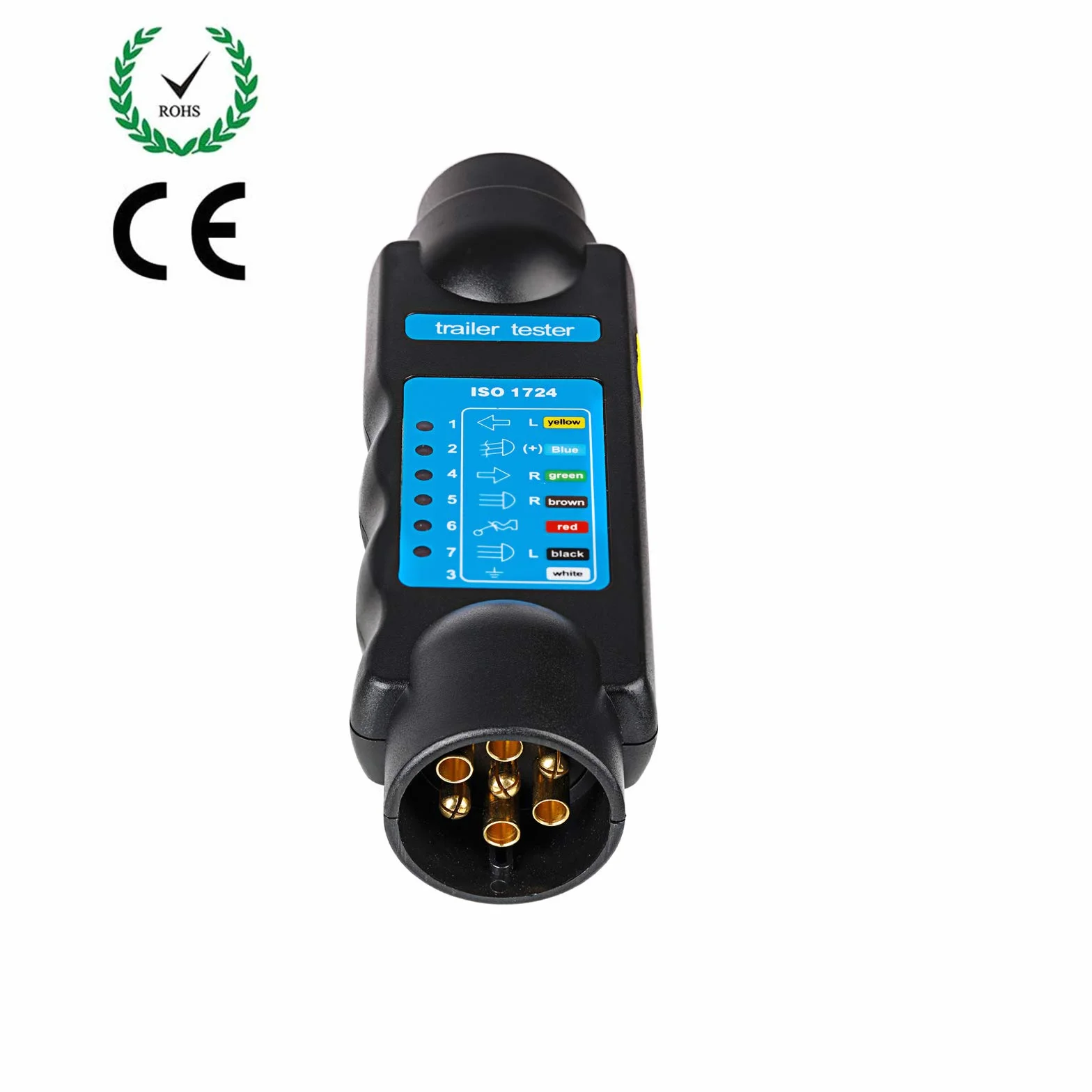 7-pinowy tester gniazda wtykowego przyczepy, 12 V 7-pinowe złącze światła przyczepy, kabel, okablowanie, obwód, narzędzia do testowania diagnostycznego, do przyczep kempingowych, kamperów
