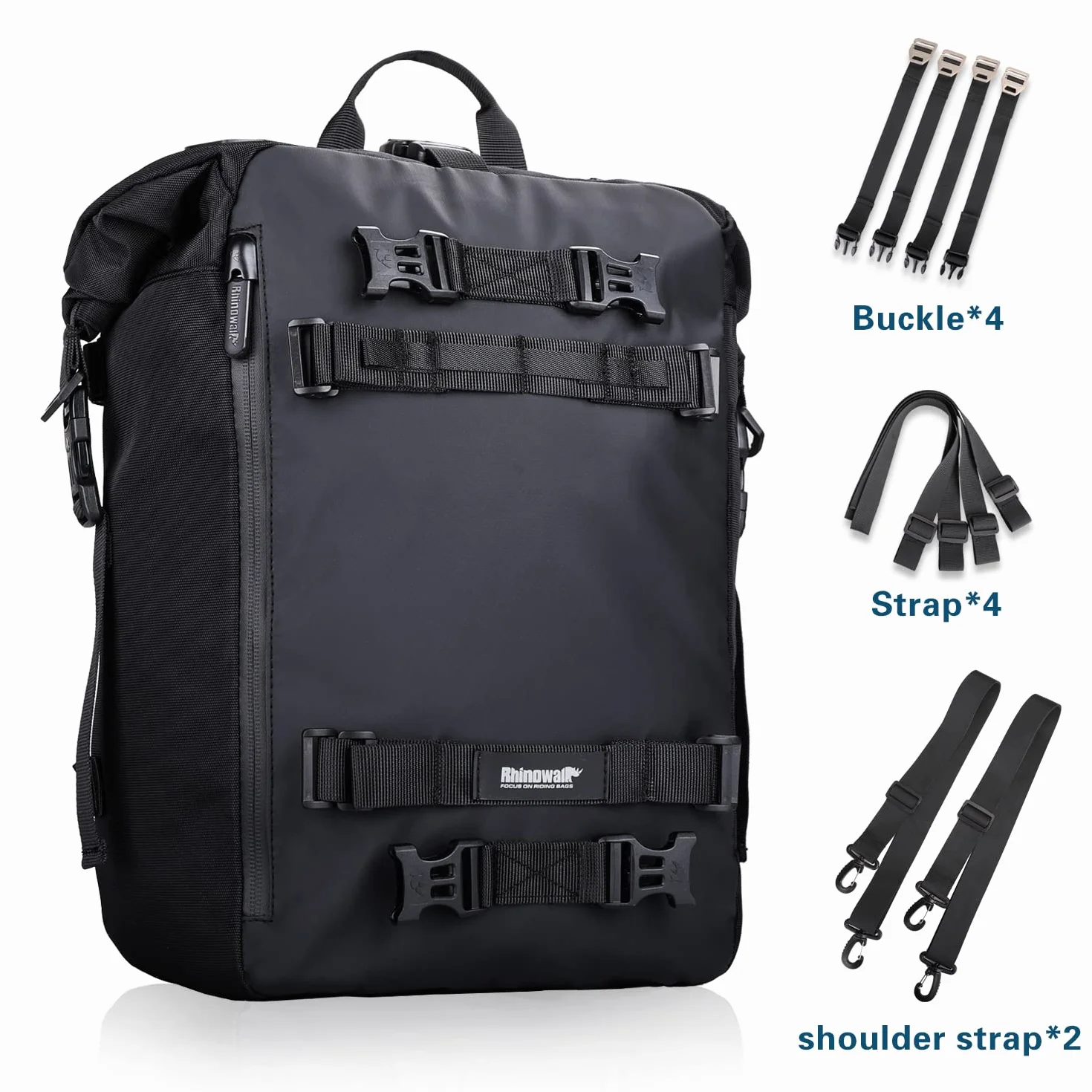 Rhinowalk Torba na bagażnik motocykla 20 l wodoodporna czarna