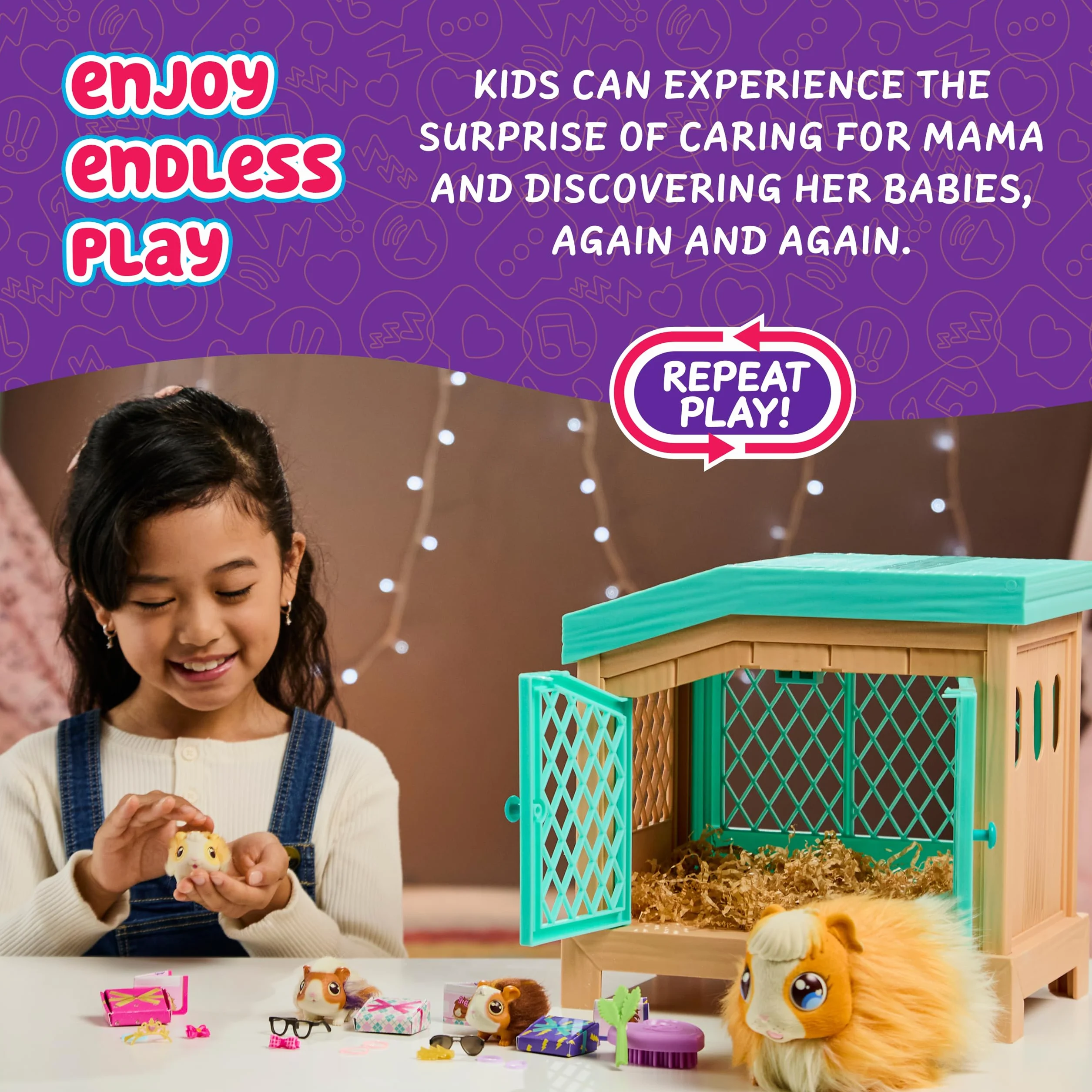 Little Live Pets - Mama Suprise Hamster Playset - 1 Mama, 3 Babies - Interactive Toy.