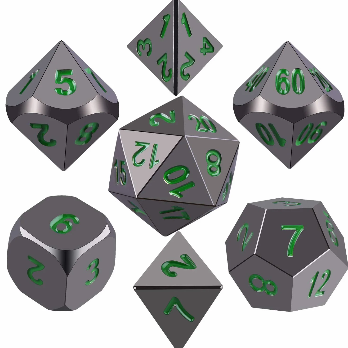 SIQUK Metalowe kości wielościenne 7-matrycowe z metalową obudową do Dungeons and Dragons RPG Dice Gaming D&D i nauczanie matematyki