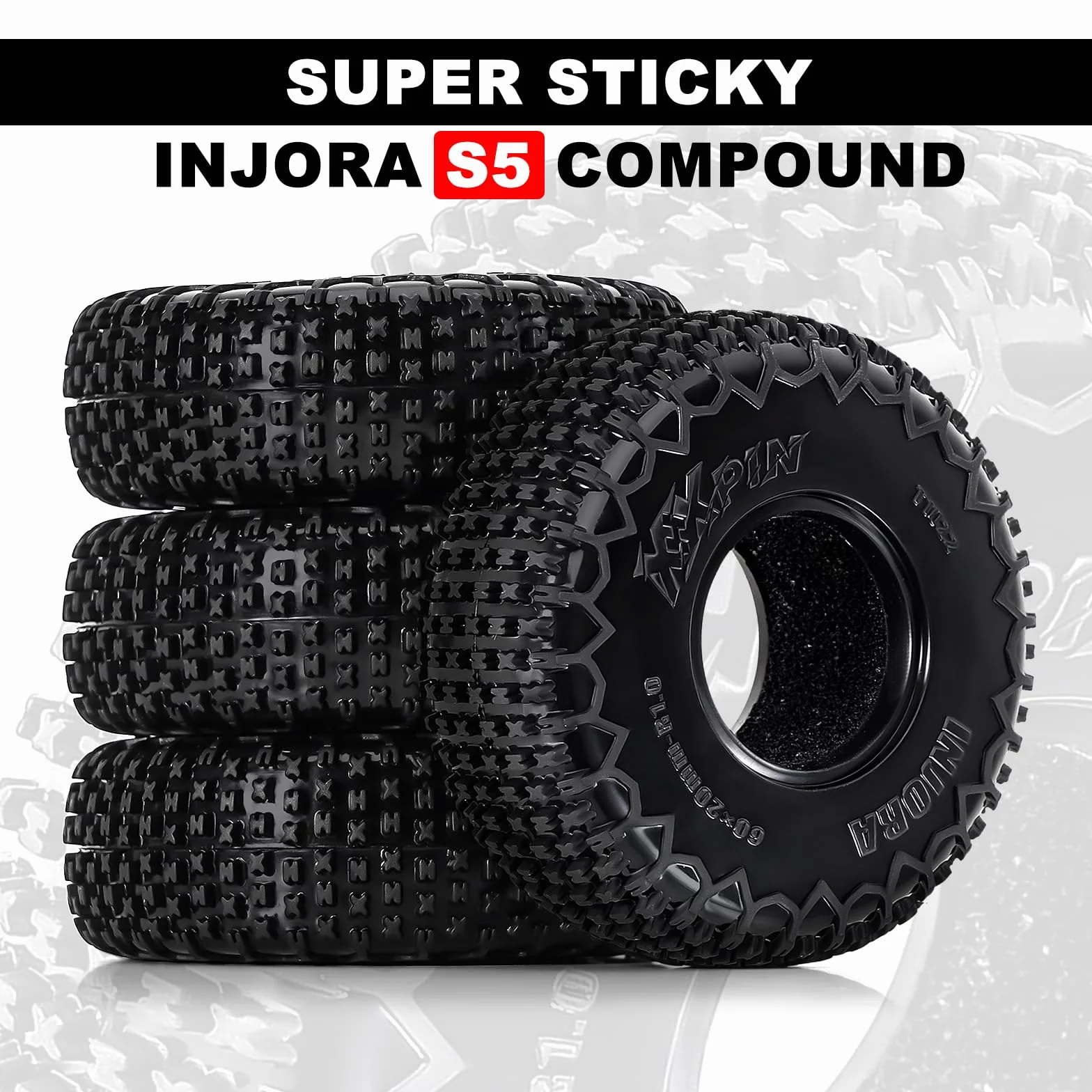 INJORA Opony 1.0 -S5 60 * 20 mm XHX Pin Opona do 1/18 1/24 RC Crawler SCX24 FCX24