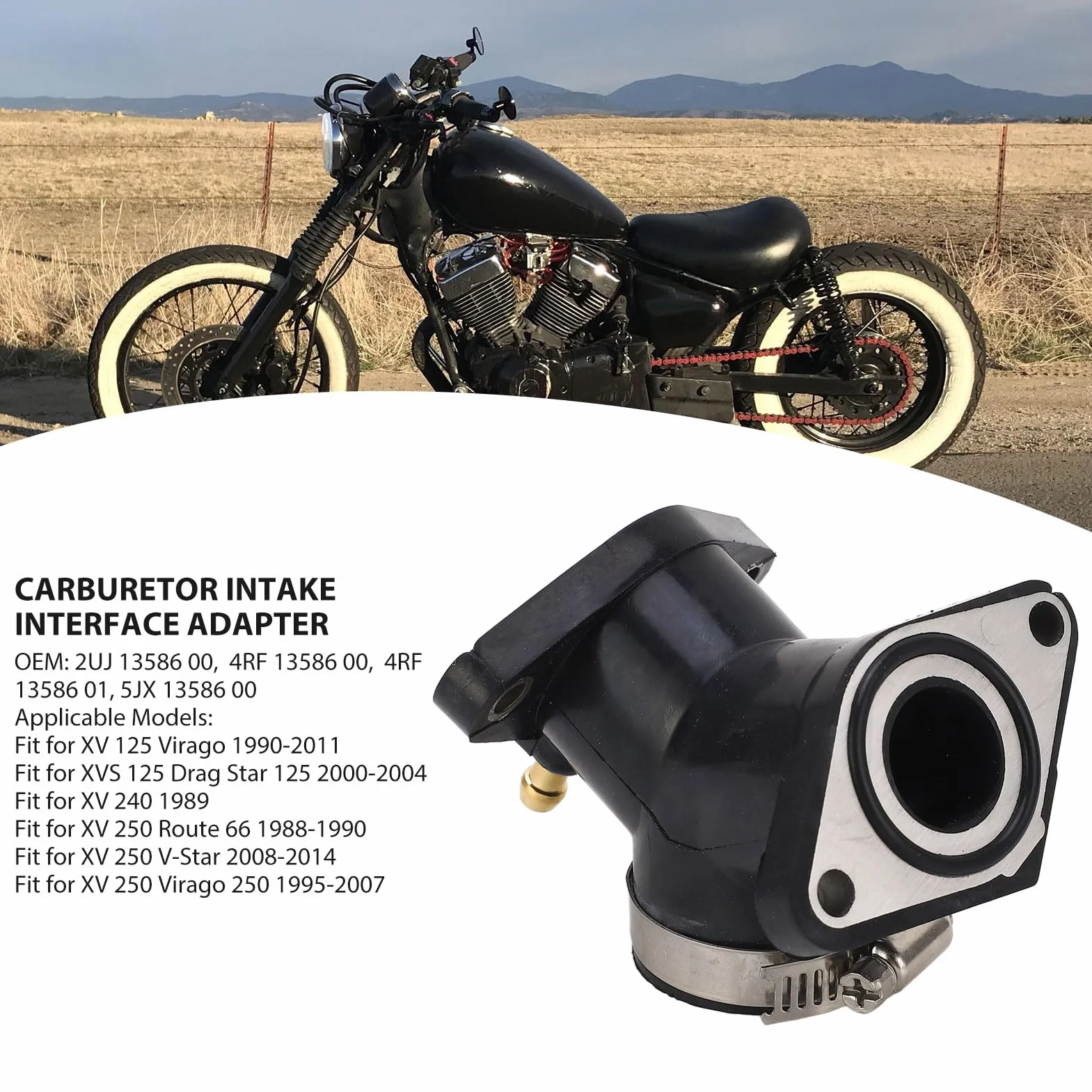 Interfejs Kolektora Dolotowego Gaźnika, Adapter Interfejsu Dolotowego Gaźnika 4RF 13586 01 Pasuje do XV 125 Virago XVS 125 Drag Star 125 XV 240 XV 250 Route 66