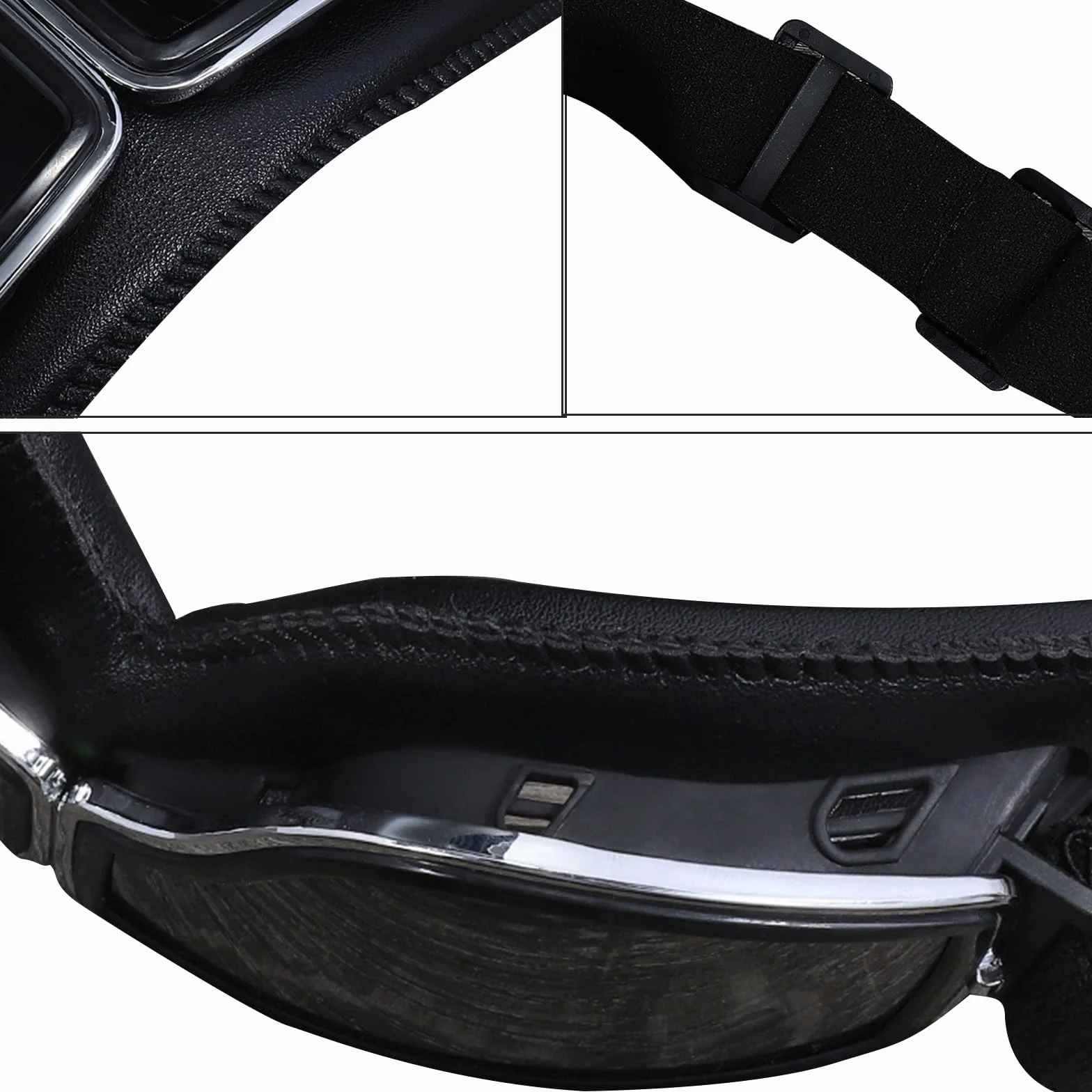 Gogle motocyklowe w stylu retro, gogle lotnicze, do motocrossu, wiatroszczelne, ze skóry PU, okulary przeciwsłoneczne w stylu vintage