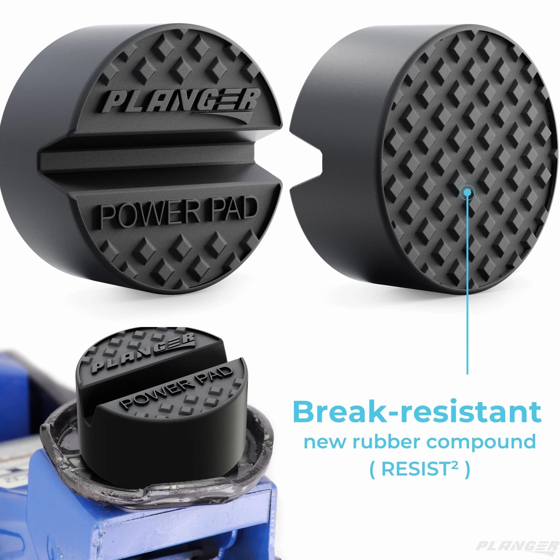 PLANGER® - Power PAD płaska gumowa nakładka na podnośnik samochodowy do manewrowych podnośników samochodowych, uniwersalna nakładka gumowa chroni Twój samochód osobowy i SUV, wytrzymała guma