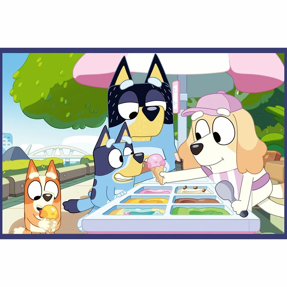 Trefl - Puzzle 2w1: Bluey, Zabawna Bluey - 2 x 24 Elementy, Zestaw Dwóch Układanek dla Dzieci od 3 lat