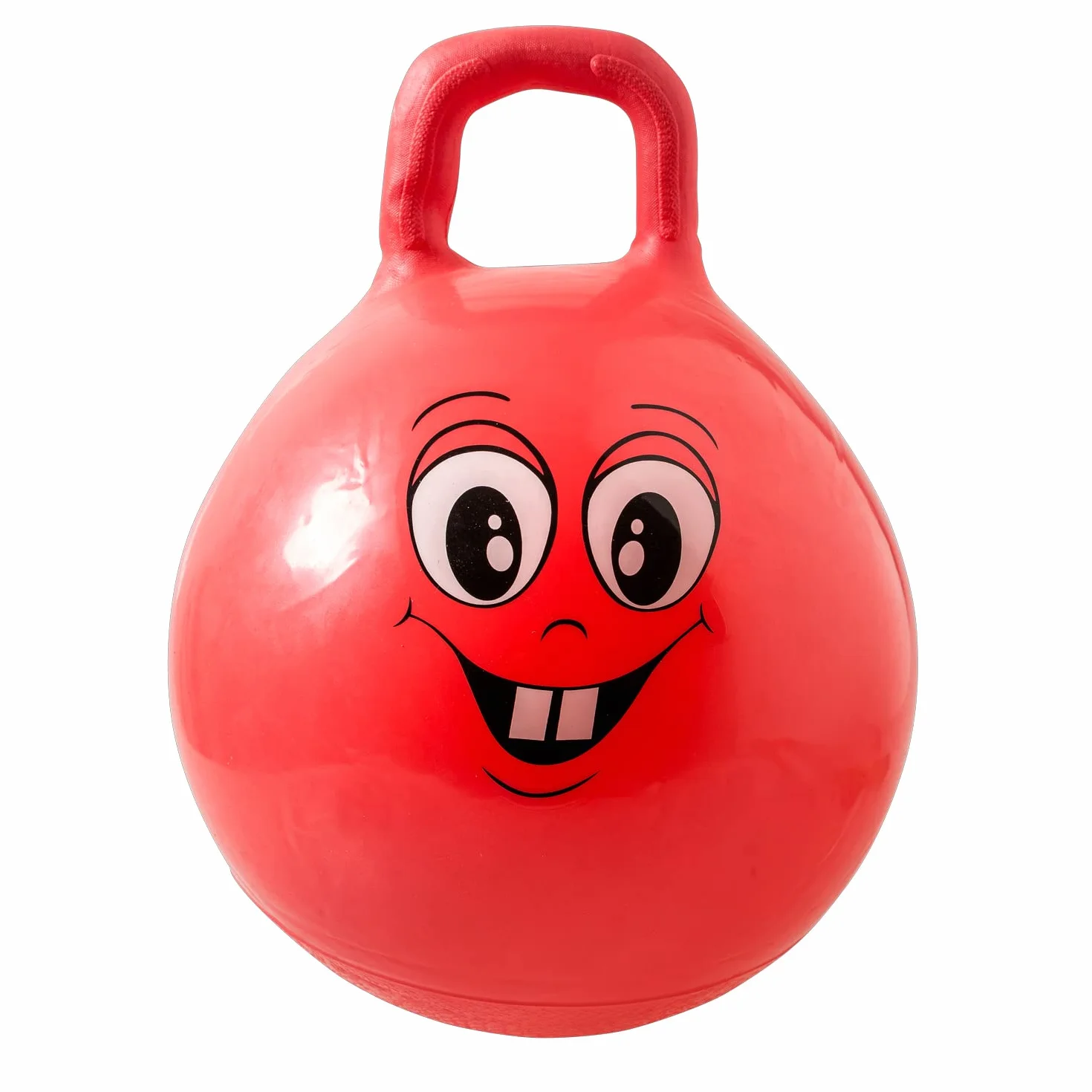 Idena 40093 - piłka do skakania Happy Face w kolorze czerwonym, średnica ok. 45-50 cm, obciążenie do 50 kg, idealna na lato, do parku lub przedszkola