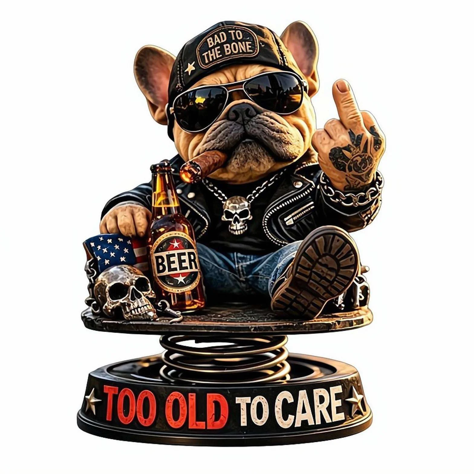 Bobblehead Bulldog na Deskę Rozdzielczą - Figurka z Żywicy, Potrząsająca Głową Psa Ozdoba Samochodowa