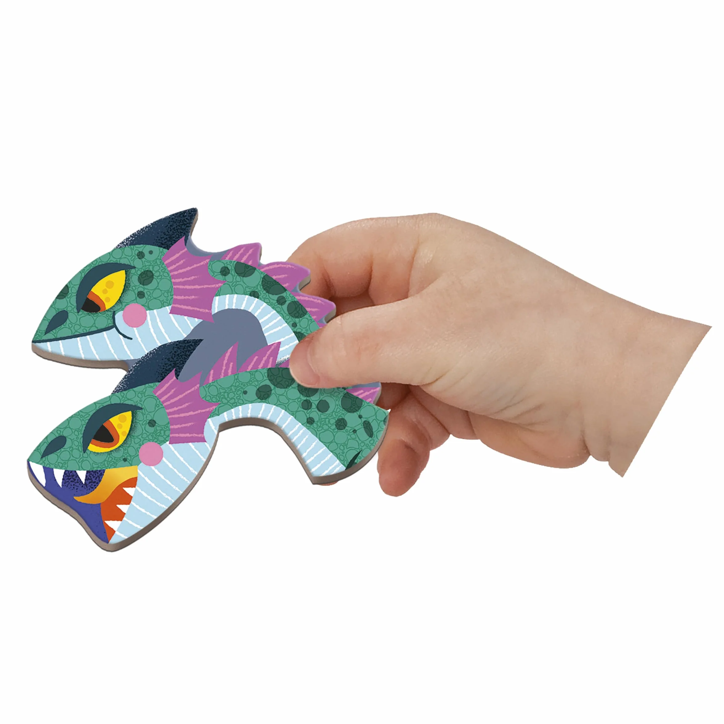 Janod - Magnetic 'Book Dragons - Magnetyczna gra edukacyjna 53 magnesy + 10 modeli - zabawka dla dzieci z tektury FSC - rozwija zręczność i wyobraźnię - od 3 lat - J02527, Fioletowy