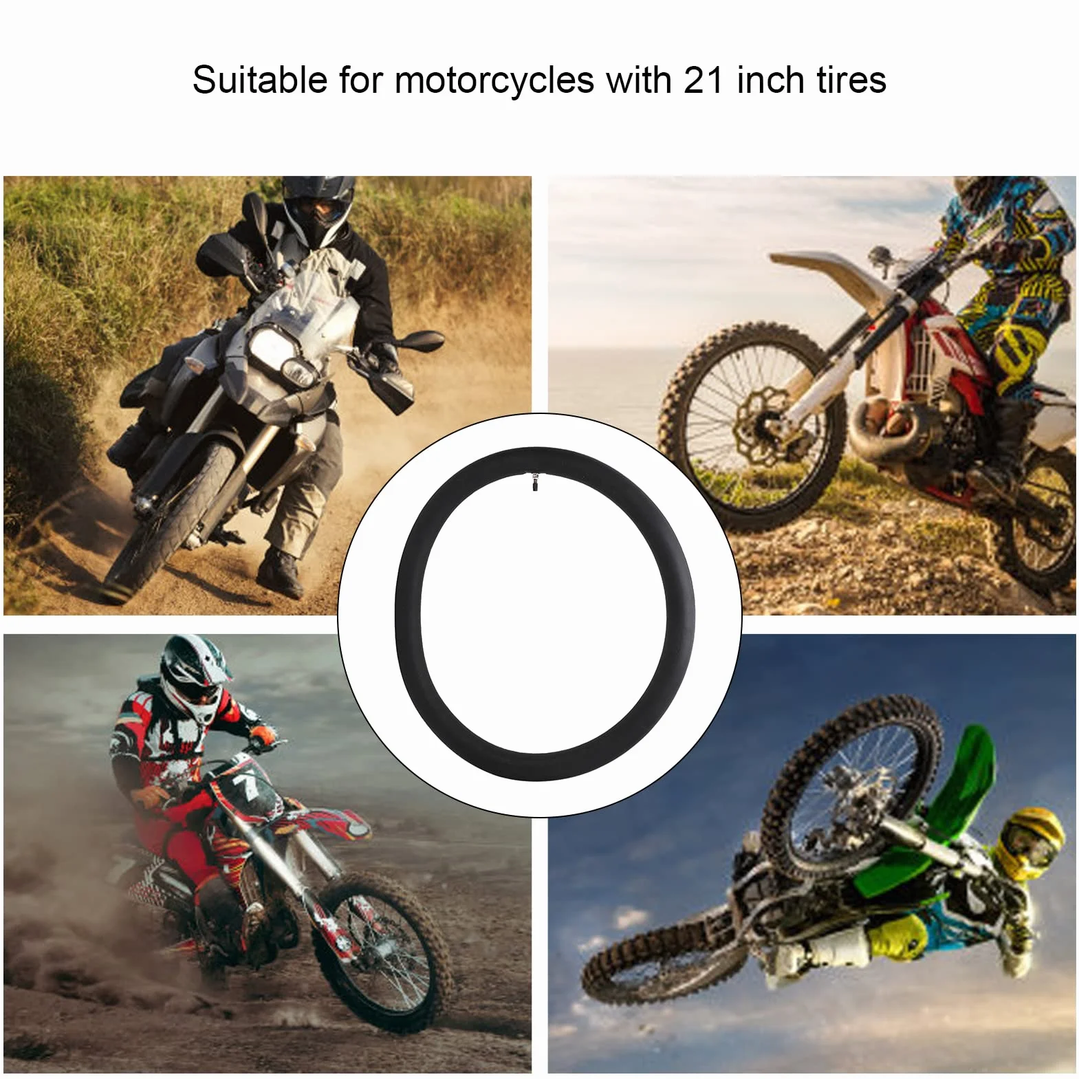 2.75/3.00‑21 Dętka, gumowa Wytrzymała dętka motocyklowa odporna na zużycie z prostym trzpieniem zaworu do 21-calowych opon motocyklowych