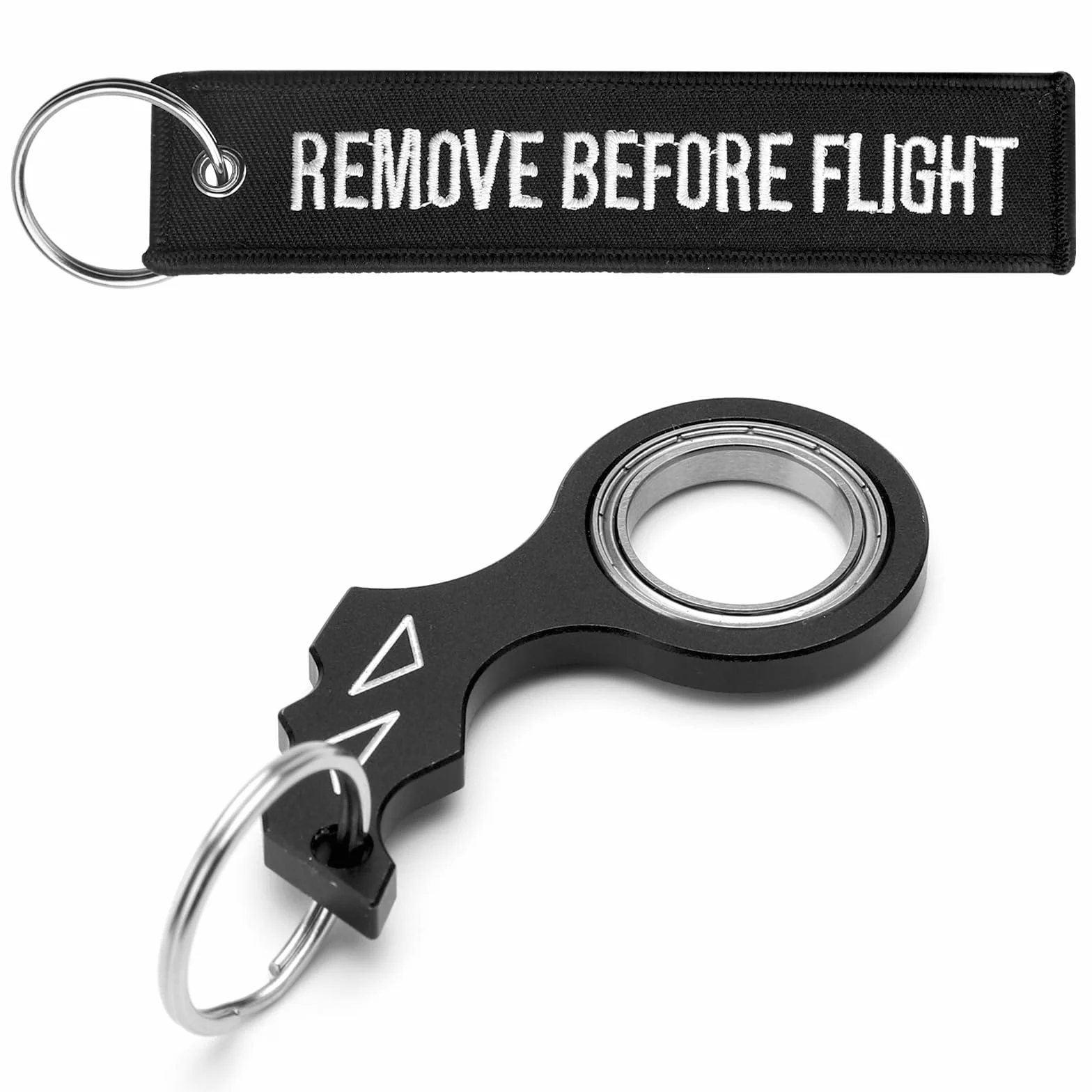 DAWRIS Breloczek do kluczy Spinner Keyring, breloczek do kluczy, z haftem, zabawka do treningu palców, dla dorosłych, na czubki palców, czarny