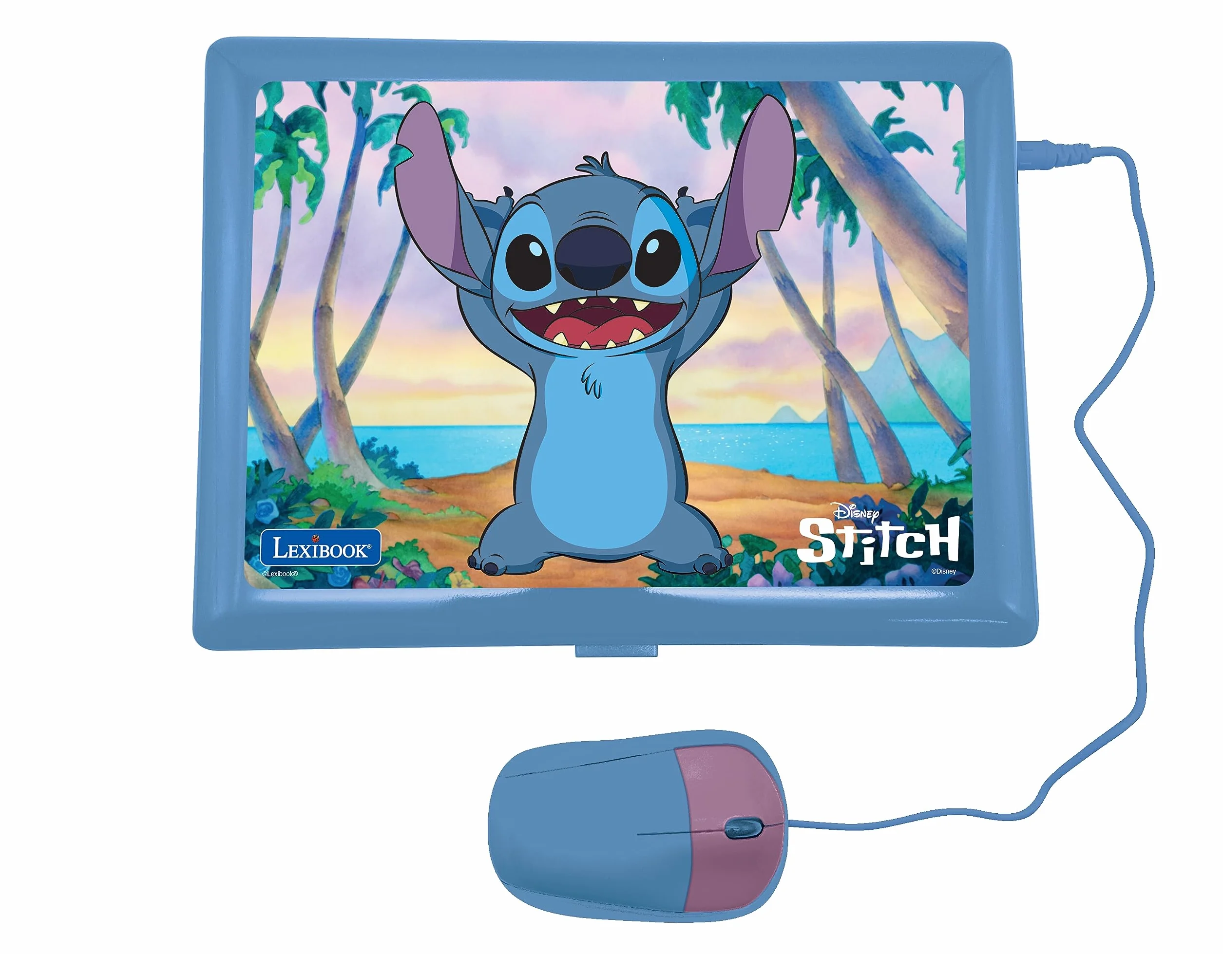 Lexibook - Disney Stitch - angielski/francuski dwujęzyczny laptop edukacyjny, 124 zajęcia językowe, pisanie, matematyka, logika, muzyka i gry, chłopcy i dziewczęta, JC598Di1