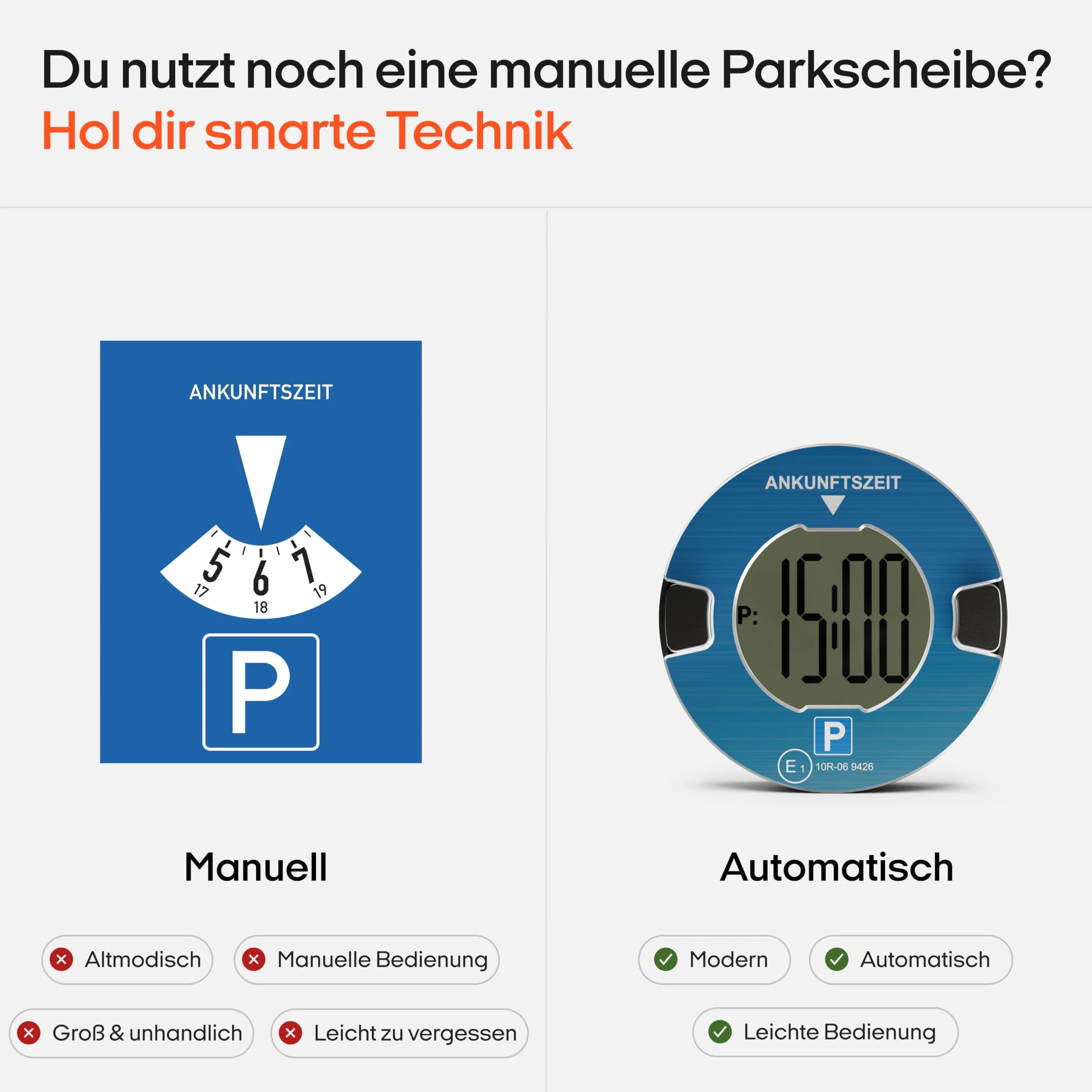 OOONO P-DISC NO1 elektroniczna tarcza parkingowa automatyczna cyfrowa z dopuszczeniem KBA
