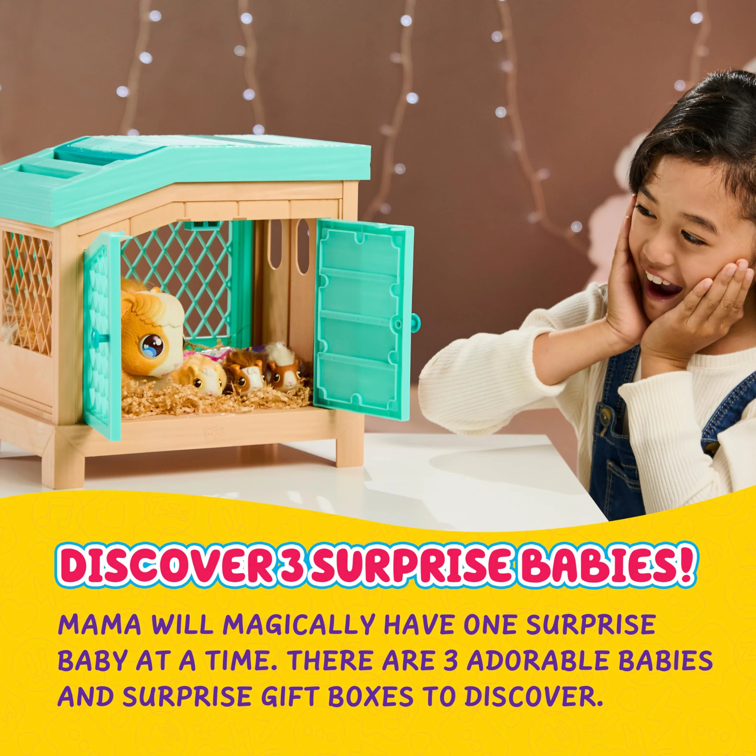 Little Live Pets - Mama Suprise Hamster Playset - 1 Mama, 3 Babies - Interactive Toy.