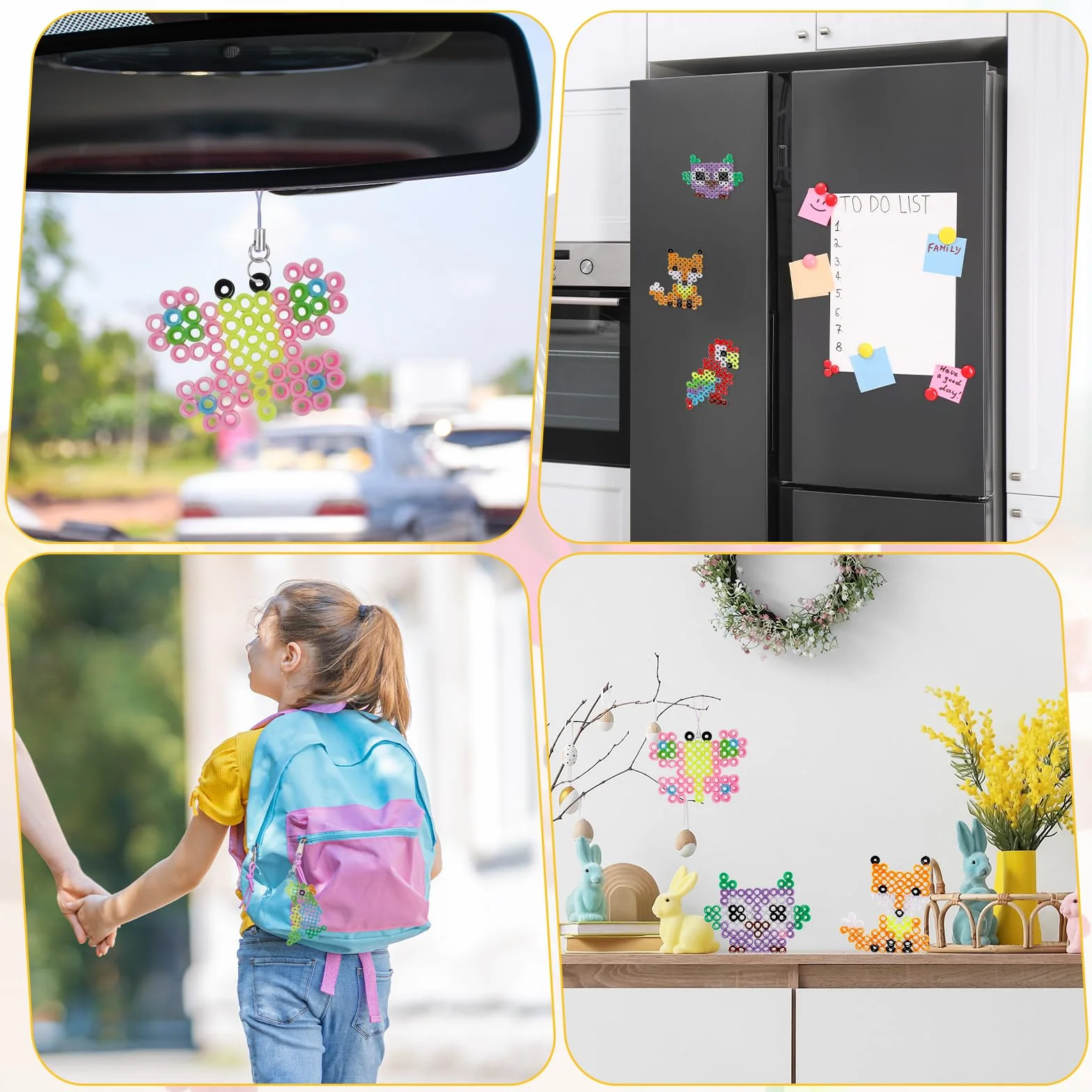 Zocipro Zestaw 1300 szt. koraliki do prasowania, 14 kolorów 10 mm odlewane koraliki z etui, Pegboard, papier do prasowania, małe akcesoria, zestaw do zabawy dla dzieci DIY