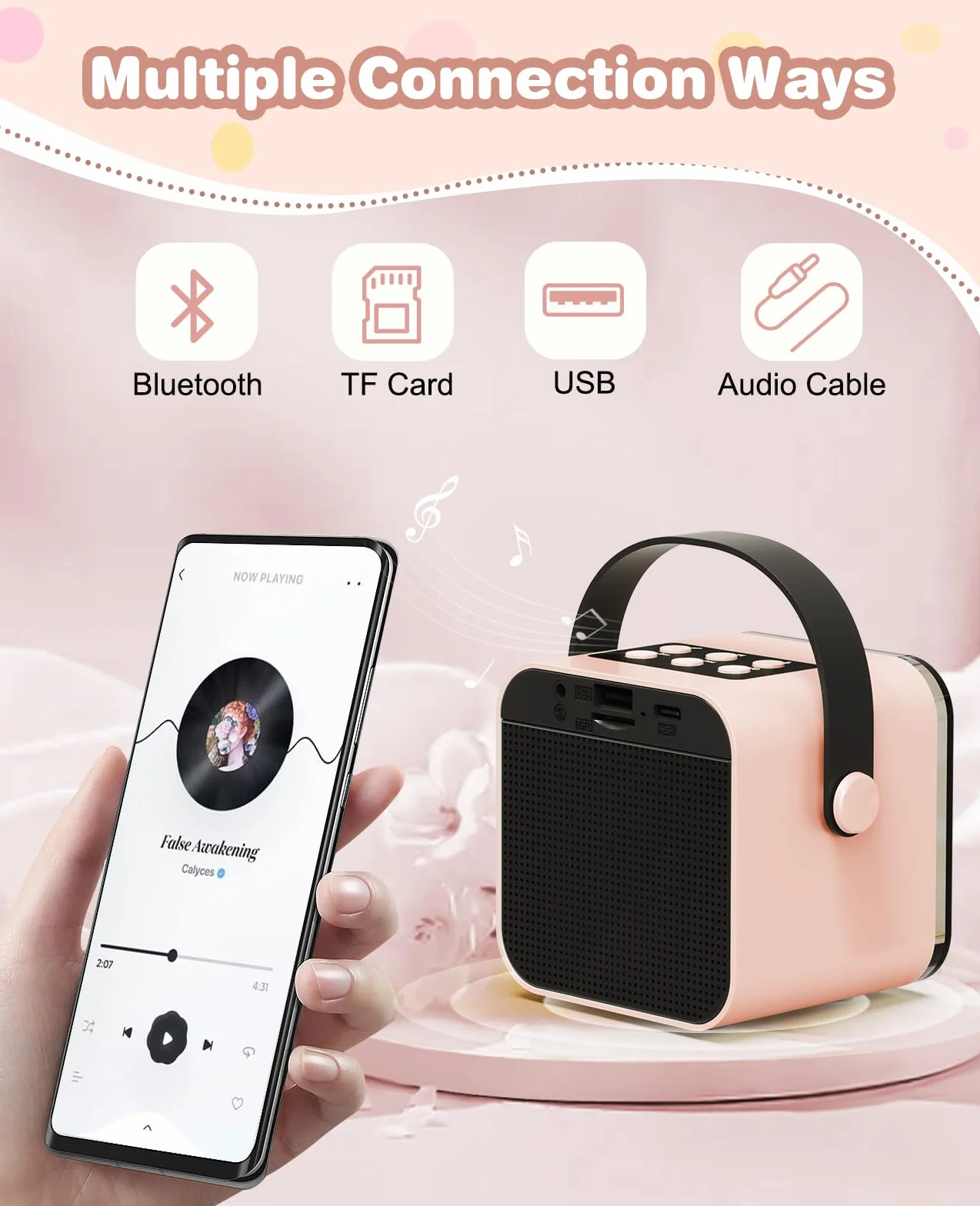 Mikrofon dla dzieci, mikrofon do karaoke z mikrofonem dla dzieci dorosłych głośnik Bluetooth z mikrofonem ze światłami LED, przenośny prezent na przyjęcie domowe prezent urodzinowy dla