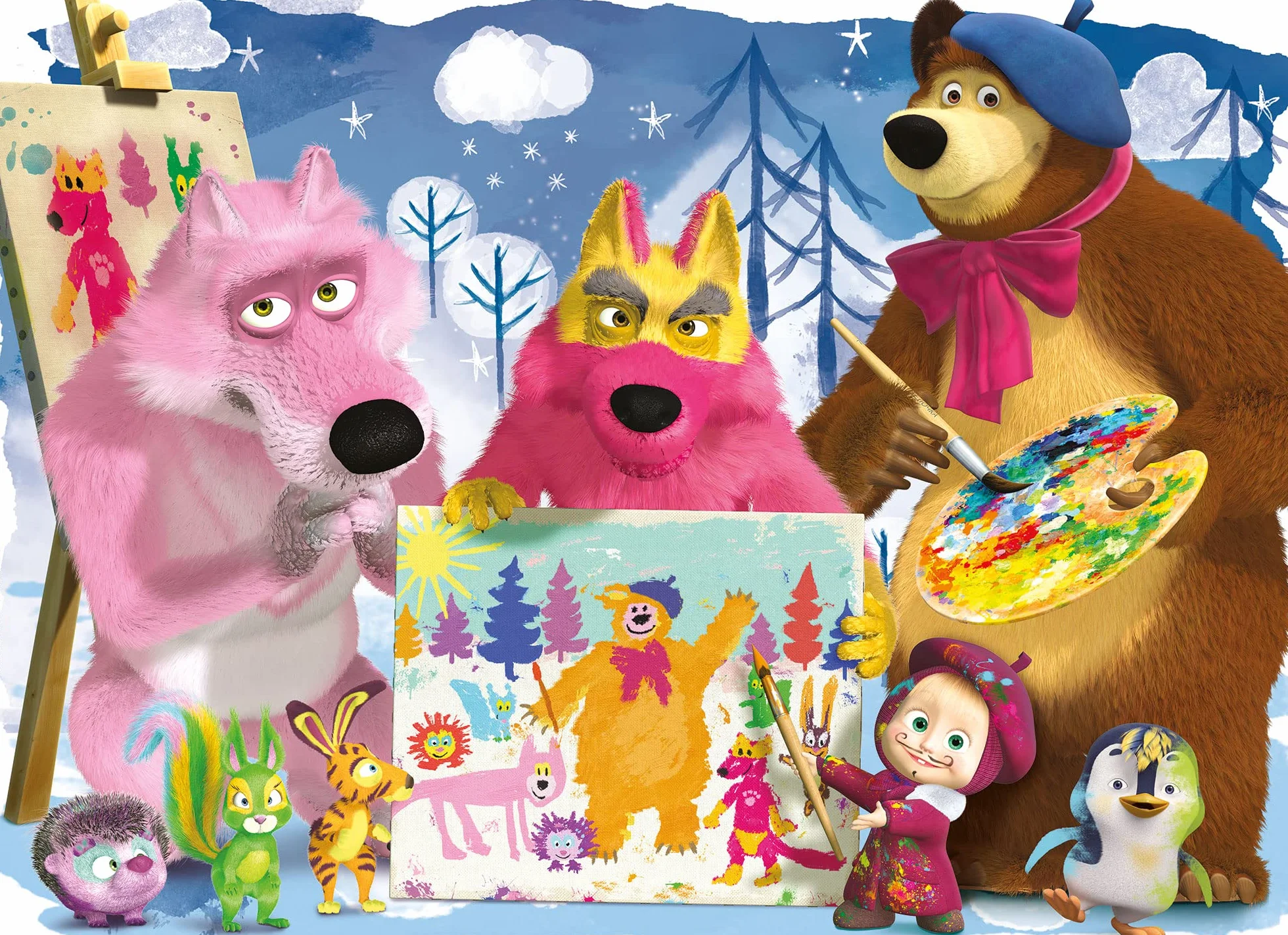 Lisciani – Masha i bar – puzzle Masza i niedźwiedź – puzzle dla dzieci od 3 lat – 60 części – zabawka edukacyjna – wspomaga koordynację ręka-oko i obserwację – 50 x 35 cm